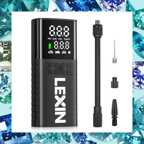 LEXIN 空気入れ 電動 バイク用 電動空気入れ コードレス 最大圧力150PSI 自動停止 自転車空気入れ 電動 米/仏式バルブ対応 エアコンプレ