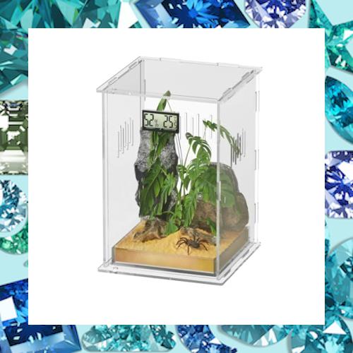 トカゲ ケージ 爬虫類 ケージ 爬虫類 飼育ケース 温度湿度計付き 爬虫類テラリウムタンク 昆虫飼育ケース 透明 通気ケージ 給餌箱 飼育容の通販は