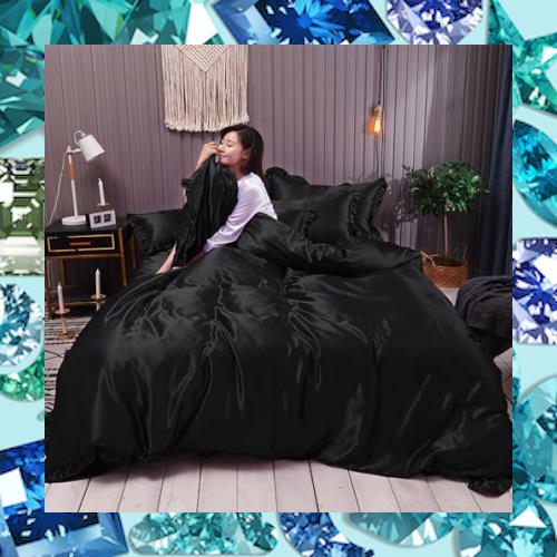 布団カバー セット シルクみたい艶 ツルツル 冷感 フリル 春夏 シングル セミダブル シルクレーヨン素材 ずれ防止 肌に優しい ボックスシ