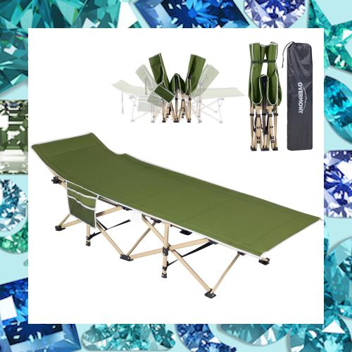 Overmont 簡易ベッド 折りたたみベッド キャンプ ベッド 耐荷重250kg 71cmワイド 2400D高密度 キャンプ コット サマーベッド 収納袋付き