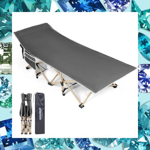 Overmont 簡易ベッド 折りたたみベッド キャンプ ベッド 耐荷重250kg 71cmワイド 2400D高密度 キャンプ コット サマーベッド 収納袋付き
