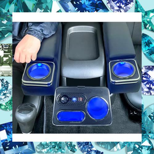 SGALUPA【進級版】ハイエース/レジアスエース 200系 アームレスト コンソールボックス 肘置き ブルーled 小物入れ収納ボックス 内装パー
