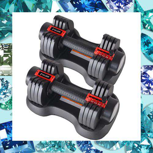 MOJEER ダンベル 可変式 5.5kg/11kg/25kg アジャスタブルダンベル 2個セット 1.1~5.5kg/2.2~11kg/2.5~25kg 5/5/6段階調節 11kg×2/レッドの通販は