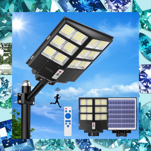 街灯 外灯 屋外 ソーラー Gefolly 600W ソーラー街灯 【192個ledチップ 高輝度 大容量バッテリー 大型ソーラーパネル】人感センサー 明暗