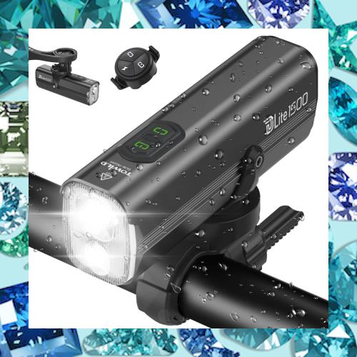 TOWILD DLite1500 自転車 ライト 大容量5000mAh 高輝度1500ルーメン ハイビーム/ロービーム 自動点灯機能 自転車ヘッドライト リモコン付