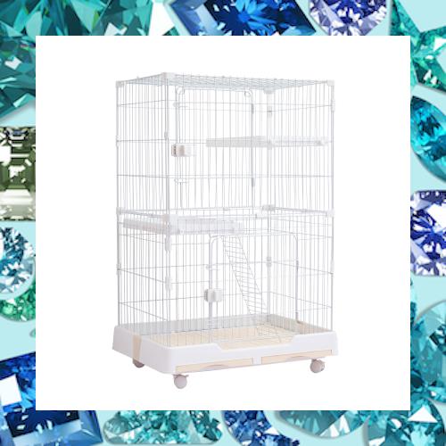 PETTOM 猫ケージ キャットケージ ケージ 幅82cm ホワイト 3段 PETTOM