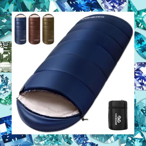 寝袋 冬用 CAMDOOR【30秒収納＆2個連結可】シュラフ 冬用 快適温度-15℃~20℃ 6in1多機能 230T防水 ブルー（無地）2.2kg/右開き