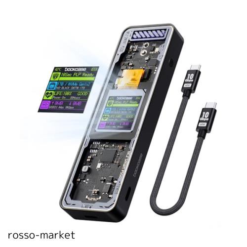 DOCKCASE M.2 NVMe SSDケース USB 3.2 Gen 2 Type-C (10 Gbps) IPS液晶ディスプレイと10秒 電源保護(PLP) 2230/2242/2260/2280サイズのNVの通販は