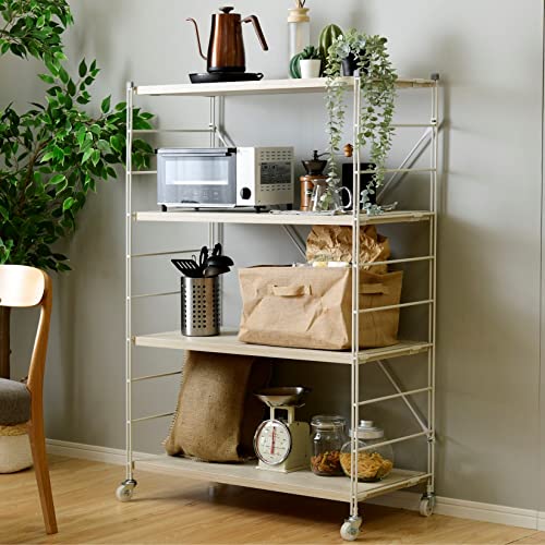 山善] ラック (キャスター付き) 【全体耐荷重100？】 棚板カンタン高さ