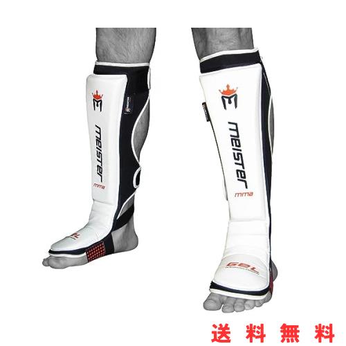 MMA キックボクシング 正規品 Meister レガース カウハイドレザー(牛革) レッグガード（ペア） - ホワイト - ラージ/Xラージの通販は