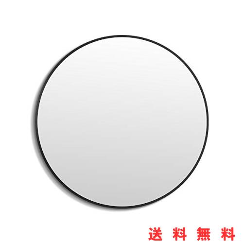 ANYHI 壁掛け鏡 浴室鏡 丸型 壁式 鏡 おしゃれミラー ウォールミラー 壁飾り 化粧鏡 玄関 洗面 トイレ バスルーム (ブラック, 円形直径50の通販は