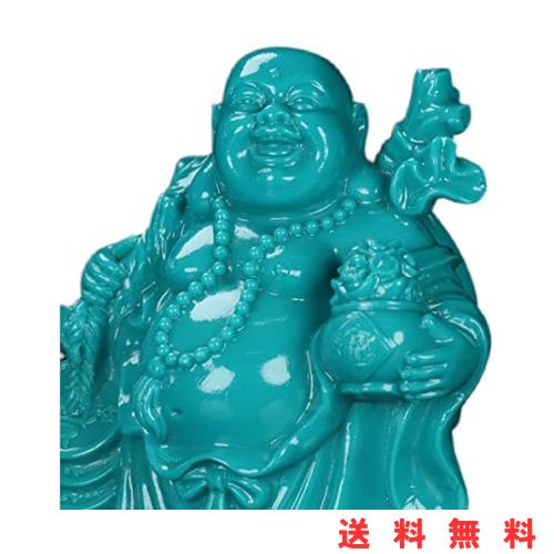 仏像 七福神 布袋 様 天然ターコイズ （トルコ石）布袋様の置物 金運 お守り（高さ12cm×巾10cm×奥行7cm）の通販は 6,238円