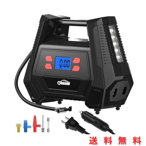 Oasser 空気入れ 電動エアコンプレッサー AC100v DCの2種電源対応 家庭用電源 DC12V電源 最大圧力150PSI 22mmシリンダー 自転車用 空気入の通販は