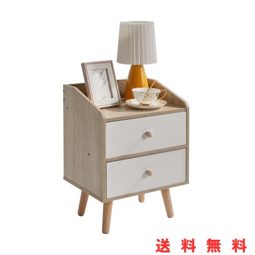IBUYKE サイドテーブル ナイトテーブル 多機能 30cm x 37cm x 48cm 引出し2個付き リビングや寝室、ソファの横などでの使用に適していまの通販は 5,565円