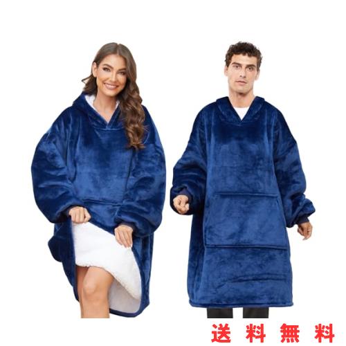 [Alitifiy] 着る毛布 男女兼用 冬 ルームウェア レディース 冬 可愛い ロング丈 ルームウェア 部屋着 吸湿発熱 フード付き リブ袖 二層生の通販は 6,249円