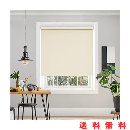 Deconovo プルコード式 ロールスクリーン 幅120丈135cm ベージュ ロールカーテン 1級遮光 100%遮光 保温 断熱 遮熱 防音 防寒 UVカットの通販は 6,035円