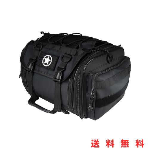 HENGTUAOTO オートバイ旅行荷物バッグ、拡張可能なバイクリアテールバッグサドルバッグ 40-60L 収納バッグヘルメットバッグ ストラップ付