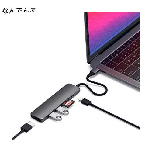 Satechi スリム V2 マルチ USB-Cハブ 6in1 (スペースグレイ) USB-C PD(60W) 4K HDMI(60Hz) Micro/SDカードスロット USB-A (MacBook Pr