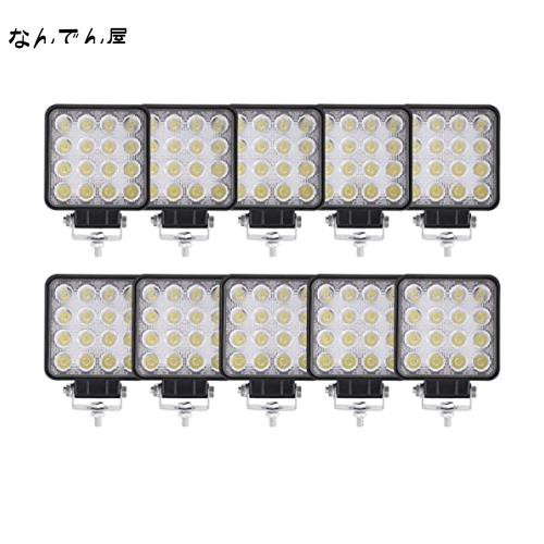 Maikading LED ワークライト 作業灯 48W 【10個セット】12V 24V対応 トラクター用 タイヤ灯 IP67防水防塵 広角 耐衝撃 耐震 車外灯 オフ