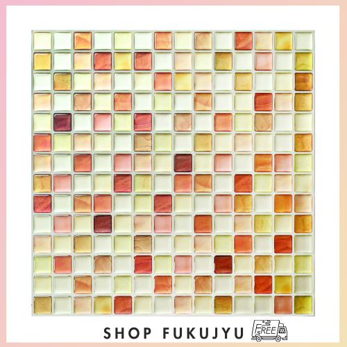 【 Dream Sticker 】 モザイクタイルシール キッチン 洗面所 トイレの模様替えに最適のDIY 壁紙デコレーション BST-6 (クラックオレンジ,の通販は 26,122円