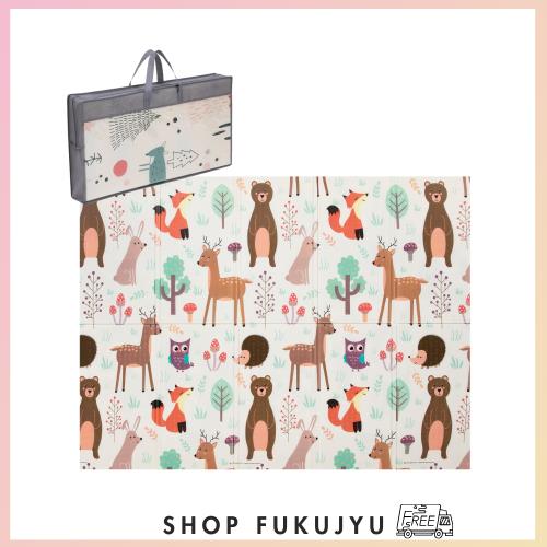 アストロ プレイマット リバーシブル 森の動物×きつね 150×200×1cm 収納バッグ付き ふわふわ ベビーマット クッションマット 折りたたの通販は 6,440円