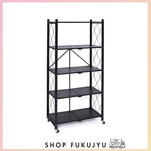 アストロ スチールラック 5段 ブラック 幅70×奥行34×高さ163cm 折りたたみ式 収納ラック シェルフ キャスター付き 731-15の通販は 12,334円