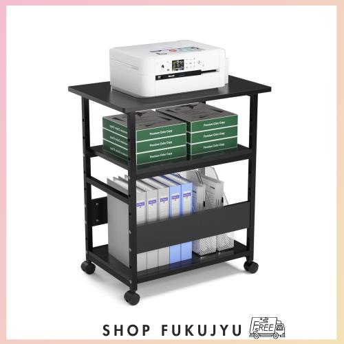 DEWEL プリンター台 幅60×奥行40×高さ70cm キャスター付き プリンターラック 3段 中棚調整 総耐荷重60kg 木製 スライド棚 サイドワゴンの通販は 6,023円