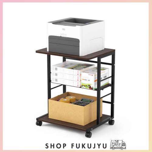 DEWEL プリンタ台 プリンタラック 幅50cm 奥行40cm 高さ63cm 総耐荷重60kg キャスター付き デスクサイド収納3段 棚板高さ調節可能 プリンの通販は 7,604円