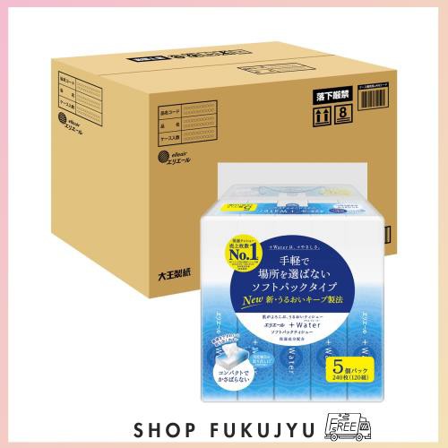 エリエール ソフトパックティシュー プラスウォーター(+Water) 120組×90パック(5パック×18セット)【ケース販売】 8,451円