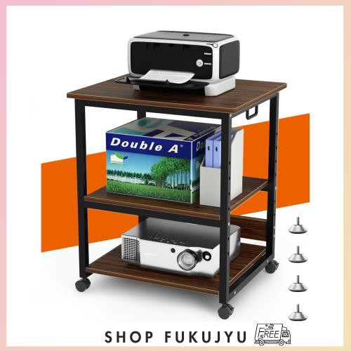 DEWEL プリンターラック 幅60cm 奥行50cm 高さ70cm 総耐荷重90? A3 プリンター台 キャスター付き デスクワゴン 中棚 下棚 高さ調整可能 の通販は