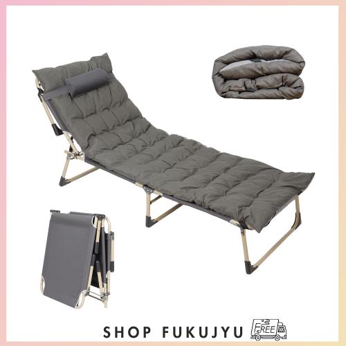 DEWEL 折りたたみベッド クッション付き 簡易ベッド 4段階調節 リクライニング コット/チェア/ベンチ三用 軽量 室内 アウトドア キャンプ