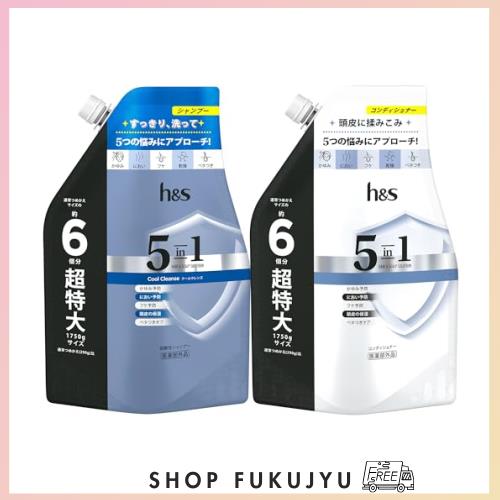 h＆s 5in1 クールクレンズ シャンプー コンディショナー セット 詰め替え超特大サイズ 1.75L×2個セットの通販は 5,675円