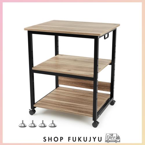 DEWEL プリンタ台 プリンタラック 幅60cm 奥行50cm 高さ70cm 総耐荷重90kg キャスター付き 木製 中棚調整 プリンターワゴン 組み立て簡単