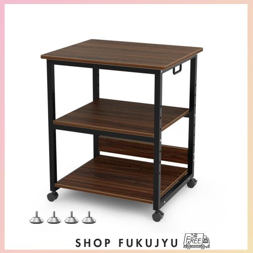 DEWEL プリンタ台 プリンタラック 幅60cm 奥行50cm 高さ70cm 総耐荷重90kg キャスター付き 木製 中棚調整 プリンターワゴン 組み立て簡単