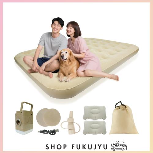 エアーベッド ダブル 200×152×25cm 電動 ポンプ内蔵 エアーマットレス 簡易ベッド 耐荷重300kg ワンタッチ操作 自動膨張 折り畳み式 枕