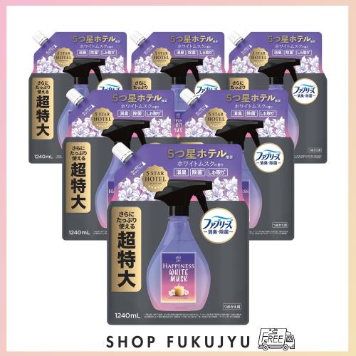 ファブリーズ レノアハピネスミスト 衣類・布製品用消臭スプレー ホワイトムスクの香り 消臭・除菌 5つ星ホテル推奨 詰め替え 1240mL×6