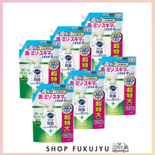 キュキュット 【ケース販売】【大容量】 クリア除菌CLEAR泡スプレー緑茶の香り つめかえ用 1250ｍｌ×6個 【Amazon.co.jp限定】