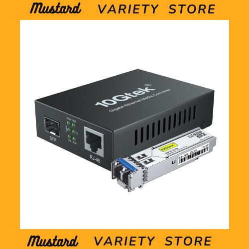 10Gtek ギガビット 光メディアコンバーター シングルモード デュアルLCファイバー 1.25Gb/s SFPモジュール to 10/100/1000Base-Tx 1000Ba