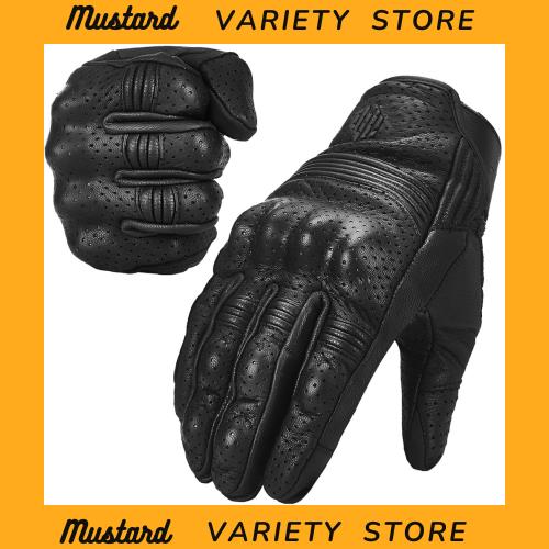 ILM バイク グローブ 革 春秋 本革（ヤギ革）柔軟 通気 スマホ対応 タッチパネル アウトドア オートバイ手袋 革手袋 ハードプロテクター