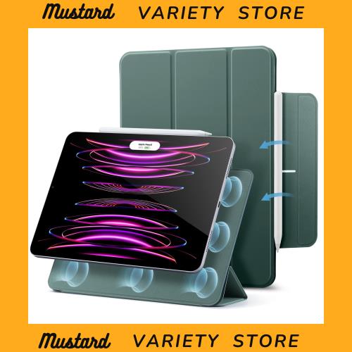 ESR iPad Pro 12.9 ケース 第6/5/4世代(2022/2021/2020モデル) iPad Air 13インチ ケース 2024 マグネットス吸着式 Pencil2対応 三つ折り