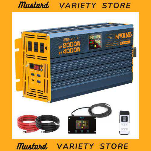MWXNE インバーター 正弦波 24v 100v 2000w 最大4000W DC24V（直流)をAC100V(交流)に変換 PD60W QC3.0急速充電 USB＆Type-C 4ポート 50/60
