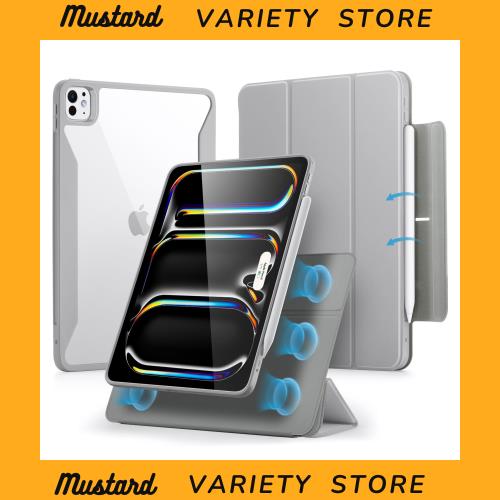 ESR iPad Pro 11インチ ケース M4 (2024、第5世代)専用 Pencilホルダー付き 取り外し可能マグネットカバー 縦置き/横置きスタンド Pencil