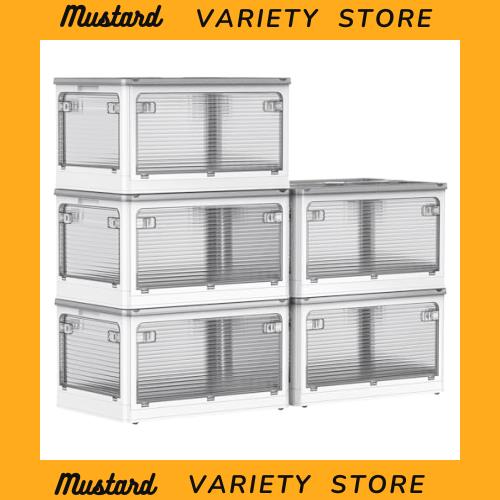 AZMKOO 収納ボックス 折り畳み 蓋付き 全方向から取り出せる キャスター付き 折り畳み コンテナ ボックス 衣装ケース 押し入れ 収納ケー