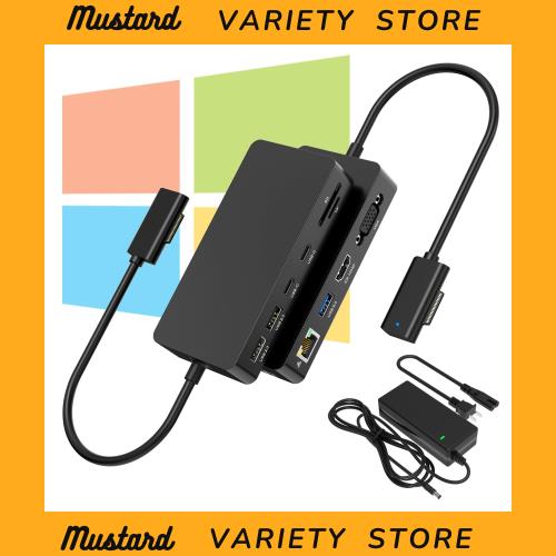 しいマイクロソフトSurfaceドック 4K@60HZ HDMI+VGA+イーサネット+USB-C/USB-A+SD/TF 11 in 1 Surfaceドッキングステーション用60W電源付