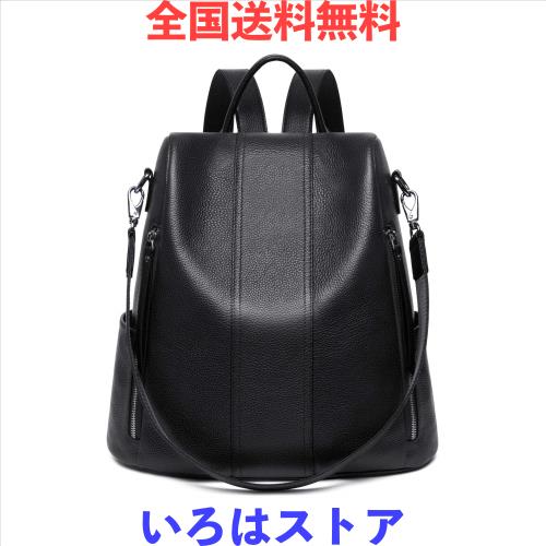 [Enmain] 黒 リュック レディース ショルダー 本革レザー 3way リュックサック おしゃれ 大人 防犯 防水 ビジネス 通勤 通学 旅行 カジュ