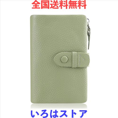 [F.ZH] 二つ折り財布 レディース 短財布 本革製 小銭入れ付 18カード入れ お札入れ 大容量 小型 軽量 多機能 ダブルボタン ダブルファス