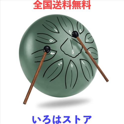スリットドラム スチールタングドラム 11音 6インチ 打楽器 金属ドラム ヨガ/瞑想/癒し/祈り/治法/疲労療 楽譜付き 収納バッグ付き (スト