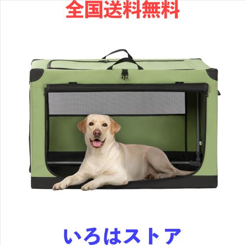 petsfit ソフトクレート大型犬 中型犬 犬 折りたたみソフトケージ ペットケージ グリーン Lの通販は