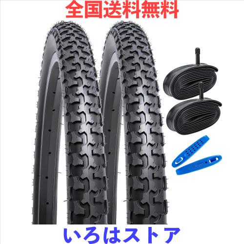 YunSCM 2本セット,26 1.75 タイヤ,26x1.75 47-559 自転車 タイヤ + 26x1.50/1.90 チューブ 肉厚 米式バルブ32mm + タイヤレバ,適用 26イ