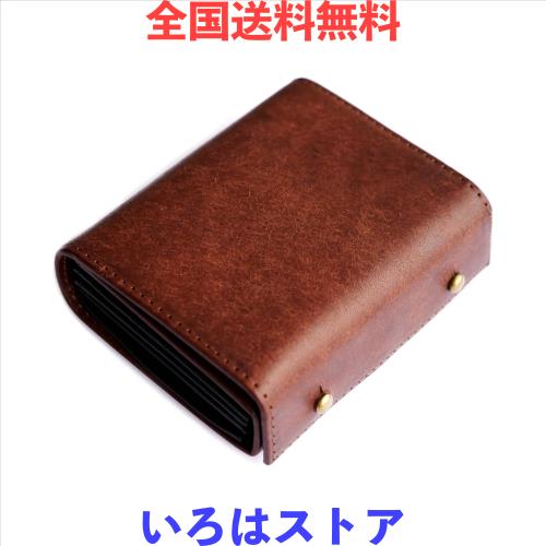 [IrideScent] 二つ折り財布 メンズ 2つ折り 箱型の小銭入れ イタリアン レザー プエブロ ミニ財布 コンパクト 小さい財布 二つ折り 箱状